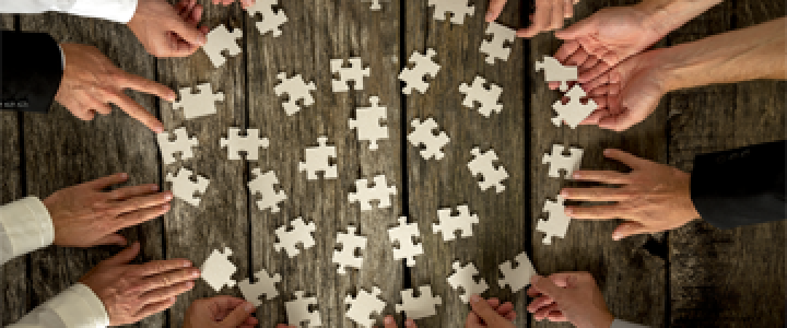 Businessmen Hands Holding Puzzle Pieces On Table P3 Pv9 U6 Lr